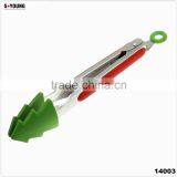 14003 Tree Shape Kitchen and Barbecue Grill Tongs Silicone BBQ Cooking Stainless Steel Locking Food Tong Salad Tongs thumbnail-1