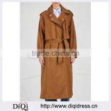 Wholesale Ladies Apparel Simple Design Caremel Faux Suede Trench Coat(DQE0353C) thumbnail-1