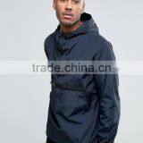 Wholesale Custom Best Price High Quality New Design Navy Zip Front Drawstring Hood 100% Polyester Woven Casual Men Jacket thumbnail-1