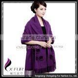 CX-B-P-36C Chengxing Fur Hot Selling Women Tassels Scarf Shawl thumbnail-5