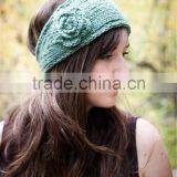 Handmade Knit Crochet Flower Headband,knit Headband Ear Warmer,knit Ear Warmer Headband thumbnail-3