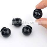 Black 5mm 2 Holes Plastic Round Ball Cord Lock End Toggles Spring Clip Stoppers for Bungee Shock Cord K-072 thumbnail-1