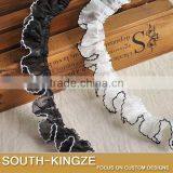 DIY Lace Trim White/Black With Cotton in Edges Organza Ruffle Organza Lace Trim-time thumbnail-2