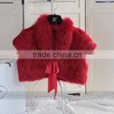 SJ131-01 Rabbit Fur With Fox Trimming Beautiful Bride White Wedding Shawls thumbnail-3
