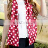 Light Yarn Colors Women Fashion Scarves Printing White Star Heart Red Scarf thumbnail-3