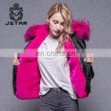 Goods in Stock 2017 New Arrive Black Bomber Jacket With Raccoon Fur Collar thumbnail-4