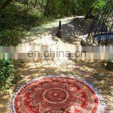 Indian Latest 72" Round Tapestry Maroon Gold Ombre Mandala Design Beach Towel Wall Hanging White thumbnail-4
