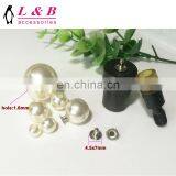 White Plastic Beads Pearl Button With Rivet