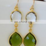 Crystal Quartz Bezel Set Gemstone Earring/Double Stone Earrings/2015 Women Fashion Earrings thumbnail-1