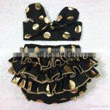 Girls Gold Polka Dot Shorts Baby Bloomers + Headbands 2pc Set Children Ruffled Shorts Kids Cotton Underwear Girls Boutique Short thumbnail-1
