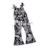 INS Girl Black Jumpsuit Baby Girl Flower Print Romper Summer Sleeveless Outwear thumbnail-2