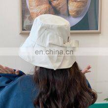 Customized Fisherman Hat Spring and Summer Leisure Sunshade Soft Foldable Basin Big Bow Sun Hat thumbnail-5