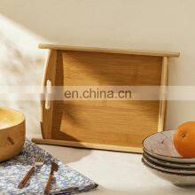 Top Kitchen Bamboo Square Tray Wooden Bed Table Tray Special for Breakfast Serving Bamboo Wood Tray With Handles thumbnail-3