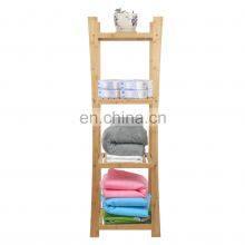 Deluxe 4-Tier Shelf Bamboo Freestanding Bathroom Towel Organizing Shelf thumbnail-1
