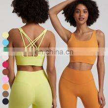 Custom Logo Wholesale Breathable Sexy Ladies Tops Running Workout Wear Gym Fitness Yoga Bra Women Cross Back Sports Bra thumbnail-2