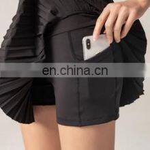 Custom Logo Two In One Yoga Tennis Pleated Shirts Quick Dry Sports Jogging Fitness Wear Mini Skirt Women Sports Outfit Clothing thumbnail-2