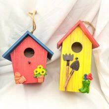 Wooden Hanging Ornaments Garden Wooden Solid Wood Bird Nest thumbnail-4