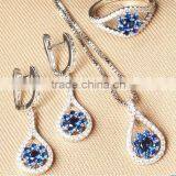 2015 Latest Design Popular wedding jewelry sets,sterling blue sapphire set(give necklace) ,wedding gift