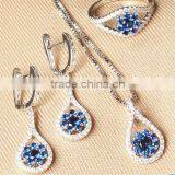 2015 Latest Design Popular Wedding Jewelry Sets,sterling Blue Sapphire Set(give Necklace) ,wedding Gift
