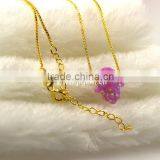 Synthetic 8*10mm Bubble Gum Opal Hamsa Shape 18K Plated Chain 925 Sterling Silver Necklace thumbnail-5