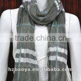 New Soft Polyester Oblong Scarf Shawl Hijab Wrap Cape Check Strip Abstract Green