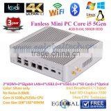 Fanless Industrial pc i5 5200u 5250u Graphic Card Intel Broadwell-U Support Hyper-Threading 2 Lan 300M Wifi pc Computer