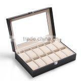 Different Grids Luxury Black Leather Watch Storage Box thumbnail-5