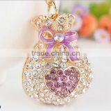 Fashion Gift Lucky Purse Rhinestone Gold Plate Keychain/ thumbnail-5
