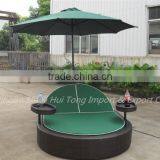 Modern With Umbrella Garden PE Rattan Wicker Sofa Bed thumbnail-2
