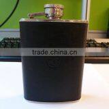 6oz Stainless Steel Hip Flask With Customzied Leather Sleeve