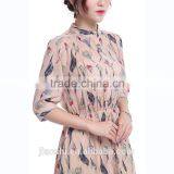 Wholesale Western Design Pink Color Long Sleeve Printed Casual Dress for Lady thumbnail-2