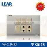 Classic Design Metal Plate 6 Gang Wall Switches and Socket