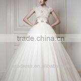 Lace High Collar Ball Gown Beading New Fashion Applique Bridal Wedding Dress (WDER-CLASSY)