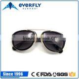 Golden Metal Bridge Walnut Plank Sunglasses Double Frame Wood Framed Sunglasses