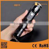 POPPAS 6611 Trade Assurance Rechargeable T6 Waterproof Power Bank Charger With Led Flash Light