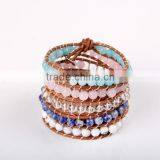 2015 Hot Fashion Turquoise Wrap national wind Discus bracelet Color of natural stone hand winding bracelet bangle women