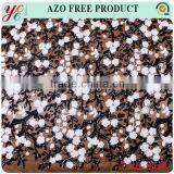 Black and White Small Flowers in Organza and Sequin Lace Fabric Embroidery for Garment