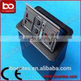 Aluminum Brushed Hydraulic Tabletop Pop Up Power Socket Box With Bottom Interface Connection for Office Electrical Plugs thumbnail-5