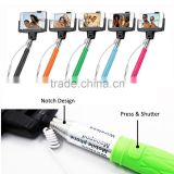 Upto 108cm cable control selfie camera phone monopod with mirror
