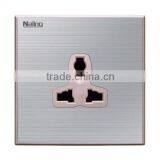 Brushed Stainless Steel 3pin Multi-functional Socket Outlet From Factory thumbnail-1