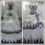 Lace Sweetheart Ball Gown Real Pictures Floor Length Custom Made Long Formal Bridal BW281wedding dresses black and white