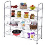Metal Wire Kitchen Rack With 4 Wheels, Kitchen Storage Rack Trolley Cart thumbnail-5