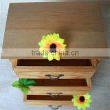 Unfinished Pine Decorative Pattern Wood Wood Cabinet Small Drawer Cabinet Small Drawer for Three Hole thumbnail-2