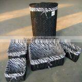M-LB004 Willow Laundry Basket &Box Zebra Style Lining and Lid thumbnail-1