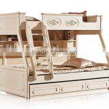 European Classic Rococo Style Pure White Wood Stairway Bunk Bed With Drawers BF11-09183a thumbnail-1