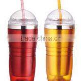450ml Stainless Steel Inner Steel Outer Plastic Double Layer Cup With Straw thumbnail-4