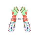 Long Silicone Rubber Dish Wash Gloves With Sponge thumbnail-1