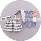 High Quality Baby Girl Baby Clothes Set Fly Sleeve Tee Shirt and Overalls Skirt Two Piece thumbnail-3
