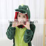 Flannel Cartoon Adult Animal Jumpsuit Animal Pajamas Jumpsuit Green Dinosaur Design thumbnail-5