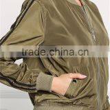MGOO Custom Made 100% Polyester Olive Green Bomber Jackets Wholesale Streetwear Clothing Fashion Style Women Apparel thumbnail-4